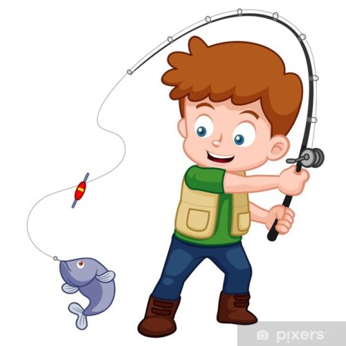 illustration of Cartoon Boy fishing