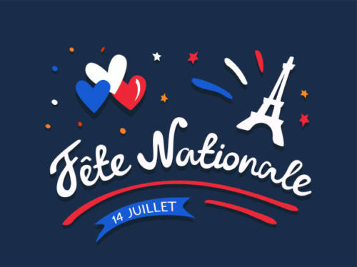 Digital draw vintage lettering with Eiffel Tower, hearts, flag colored. Illustration. greeting card, poster.